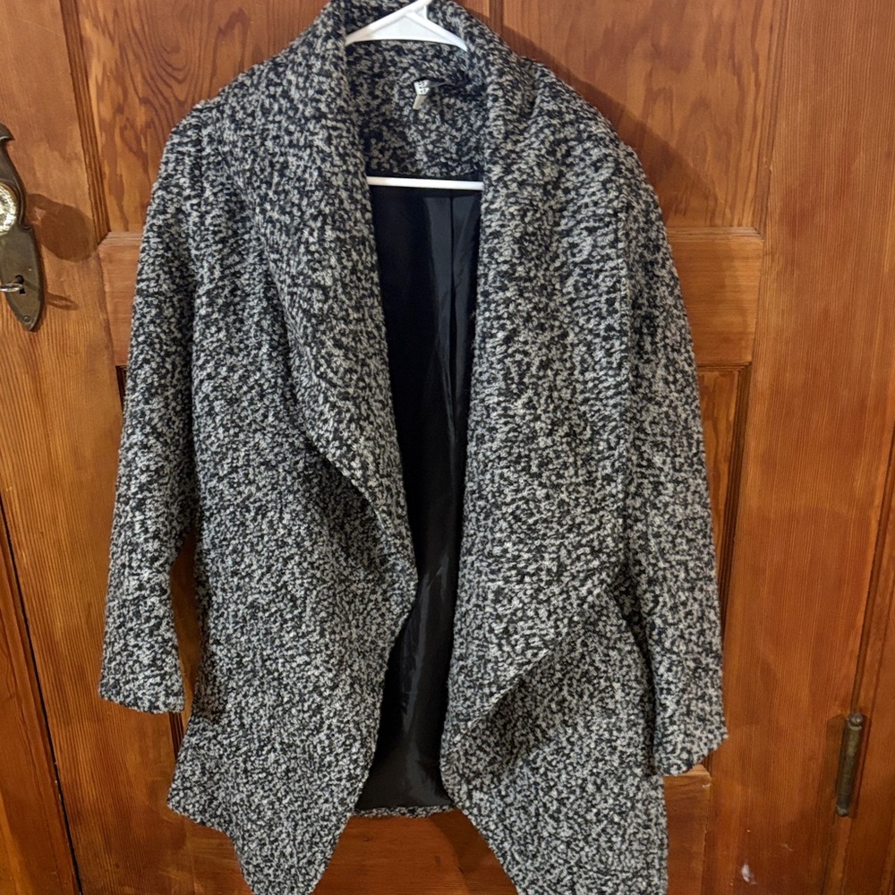H&M Black and Gray 51% wool coat
